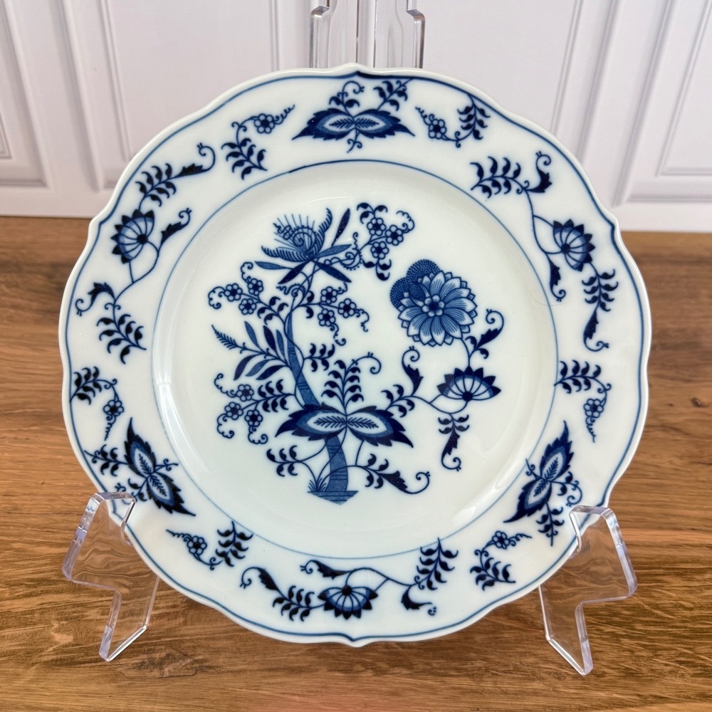 Blue Danube Cobalt Onion Pattern Salad‎ Plate 8 3/4" Banner Stamp Pre-1976 EUC